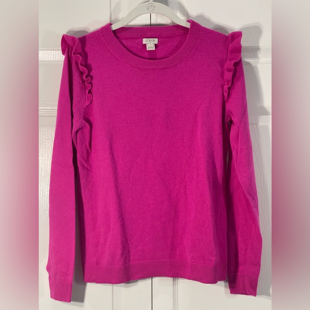 J. Crew factory Cotton ruffle-sleeve sweater